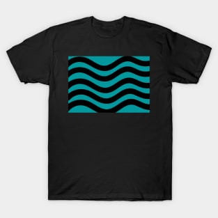 Medium blue and black wavy lines T-Shirt